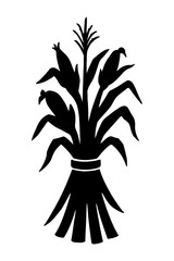 Thanksgiving vector art of silhouette of corn stalks tied together isolated on white background vector