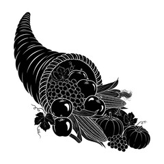 Thanksgiving vector art of cornucopia isolated on white background, a symbol of abundance and thanksgiving vector
