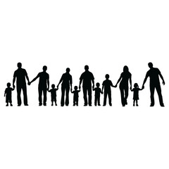 Thanksgiving vector art of silhouette of a family isolated on white background, representing love and togetherness vector