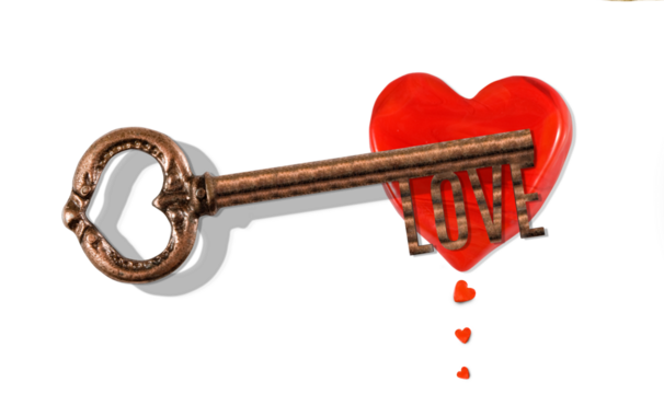 Key unlocks heart filled with love during a romantic celebration on a dreamy evening