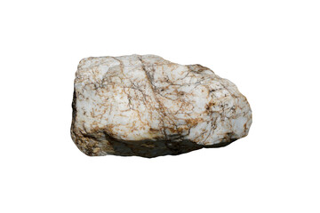 Raw mineral stone of milky quartz isolated on white background.     