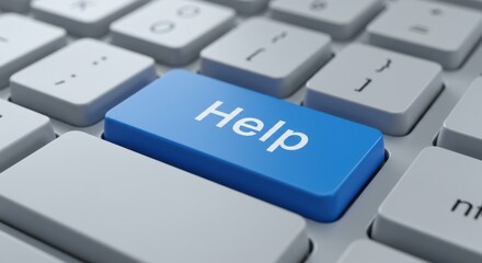 Blue 'Help' Button on a Computer Keyboard
