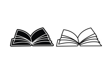 Book art silhouette vector out line art on white background
