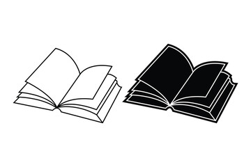 Book art silhouette vector out line art on white background