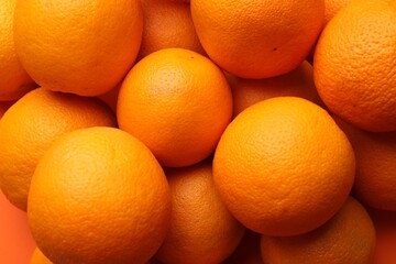 Fresh ripe oranges as background, top view