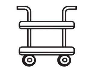 Rolling bar cart symbol in clean 2D line art