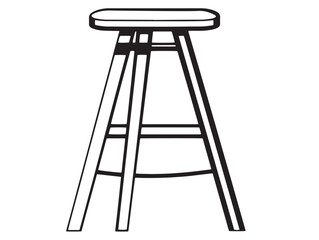 Minimal bar stool icon in sharp 2D vector style