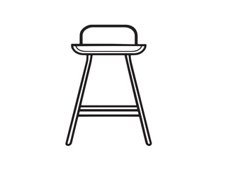 Contemporary bar stool symbol in minimalist vector line