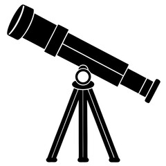 Black telescope on tripod astronomy science