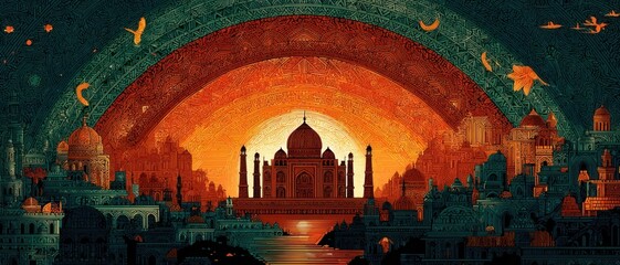 Obraz premium India Independence Day concept with tricolor theme and cultural motifs