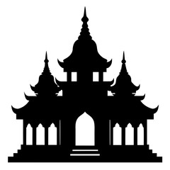 Ornate temple silhouette black vector white