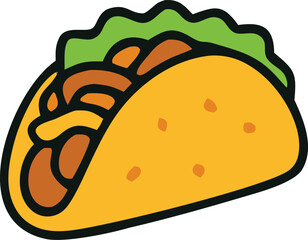 Taco Mexican Street Food  Fast Food Icon Vector Illustration Isolated on White Background