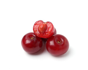 Yummy ripe red cherries isolated on white