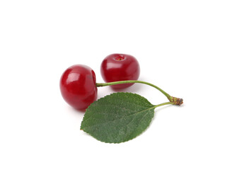 Yummy ripe red cherries isolated on white