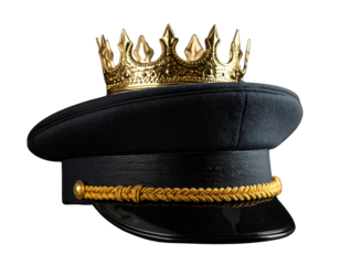 Elegant black leather officer's cap