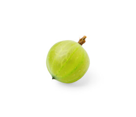 One fresh green gooseberry isolated on white