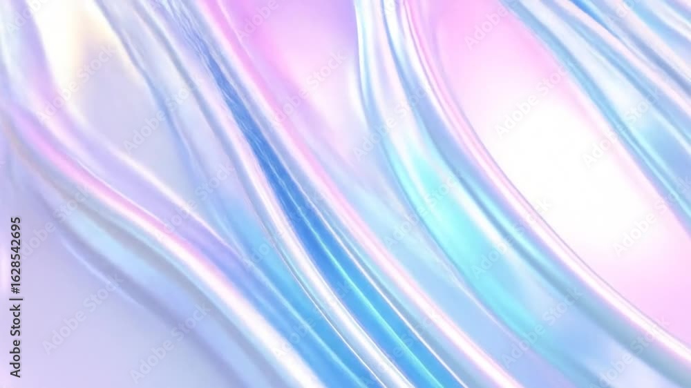 Poster iridescent holographic silk texture background with smooth wavy gradient surface for modern elegant 