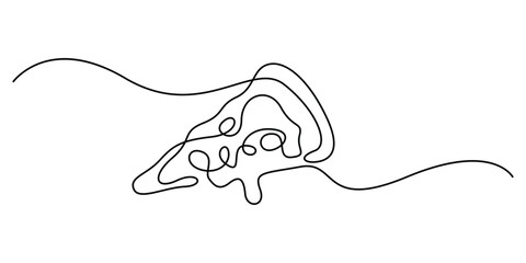 Continuous single line Pizza drawing minimalist outline vector illustration
