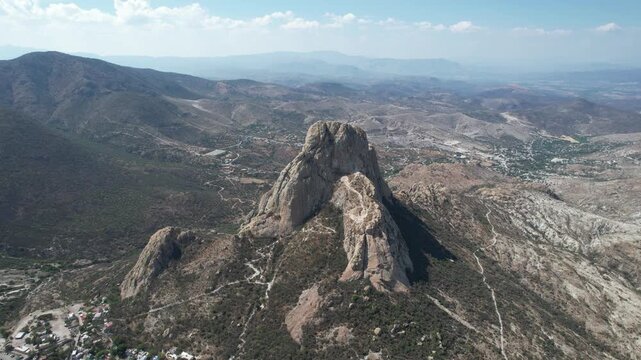 Aerial View of Pena de Bernal &ndash; One of the World&rsquo;s Largest Monoliths in Queretaro, Mexico