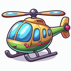 Vibrant, cartoon-style helicopter, featuring a cheerful design, perfect for children.