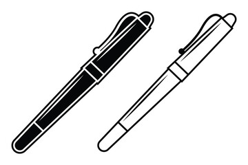 Pen art silhouette vector out line art on white background