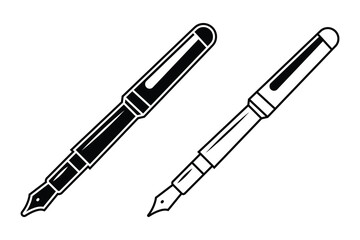 Pen art silhouette vector out line art on white background