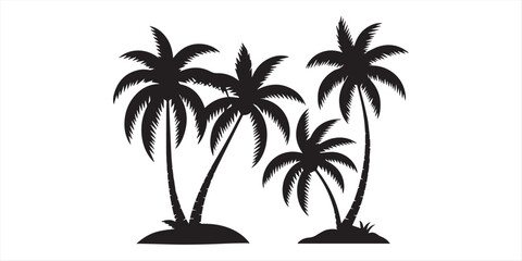 Fototapeta premium Tropical palm trees set silhouettes