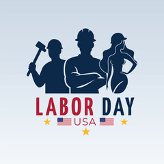 Labor day usa group worker design