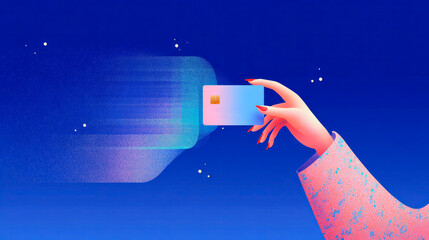 A hand is holding a credit card