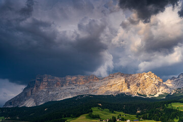 Impressive sharp peaks of the Odle mountain massif (Geisler Group), Seceda, Dolomites, Italy