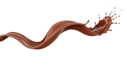 Chocolate milk splash wave isolated on transparent background