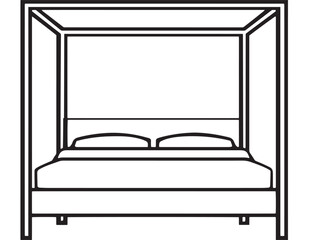 Modern outlined canopy bed design in 2D vector