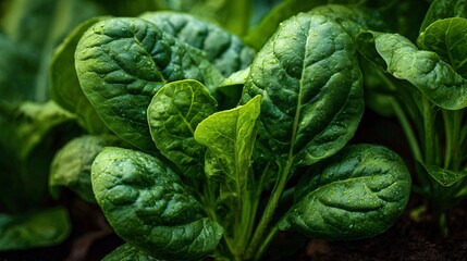 Fototapeta premium Fresh Spinach Harvest: Organic Farm Food Photography