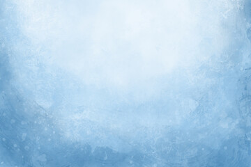 Winter blue watercolor background, hand painted texture. Abstract aquarelle light blue backdrop with stains and paint drops. Watercolor frosty background