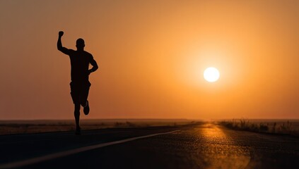 Fototapeta premium Silhouette of a runner at sunrise (5)