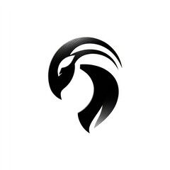 Stylized black and white animal head design.