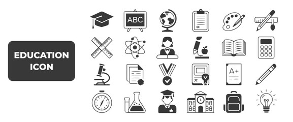 Education and Learning thin line icons set. Education, School, Learning editable stroke icons. Vector illustration