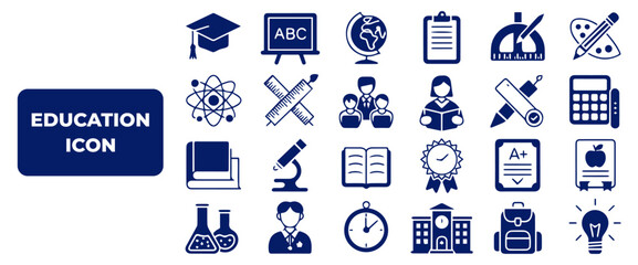 Education and Learning thin line icons set. Education, School, Learning editable stroke icons. Vector illustration