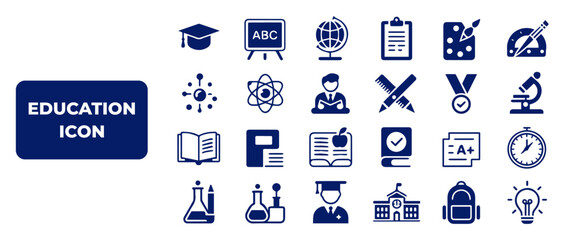 Education and Learning thin line icons set. Education, School, Learning editable stroke icons. Vector illustration