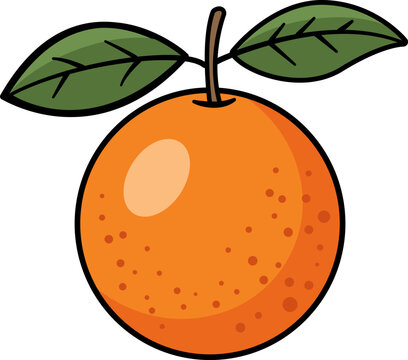 Orange Fruit with Leaves Vector Illustration &ndash; Bright and Juicy Citrus Clipart.
