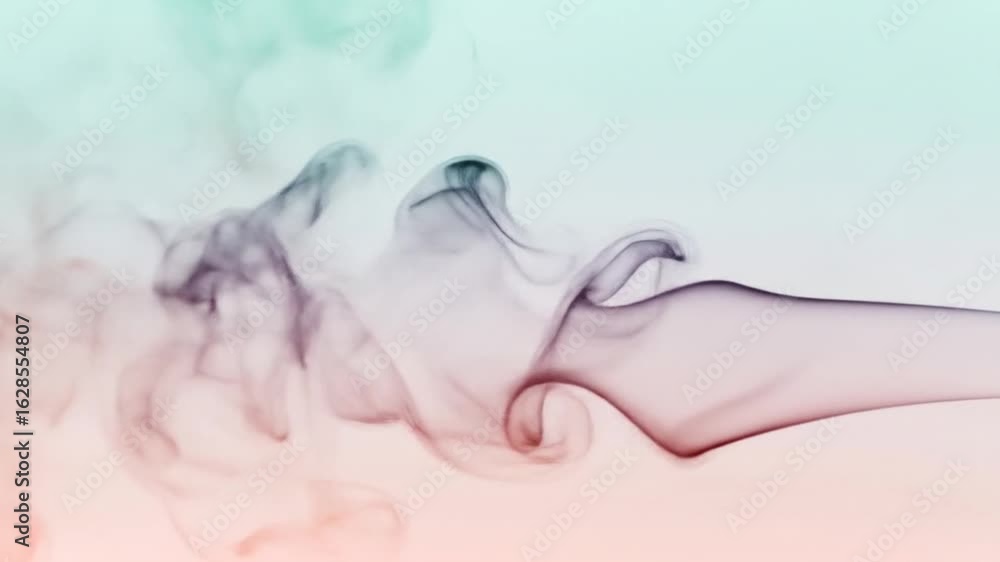 Aufkleber abstract smoke art with pastel gradient background in turquoise blue and salmon color creates ethere