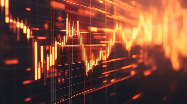 Abstract depiction of a financial chart with glowing orange lines - Powered by Adobe