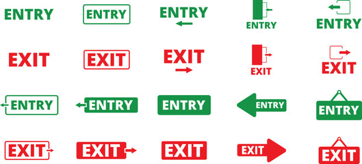 Vector Entry and Exit Sign on Transparent Background