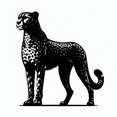 Fototapeta premium Elegant black and white illustration of a standing cheetah