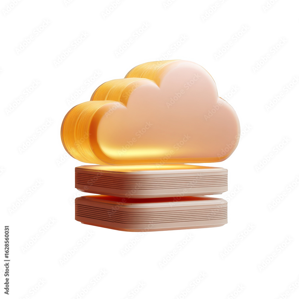 Poster modern floating cloud server symbol with 3d illustration for digital technology concepts