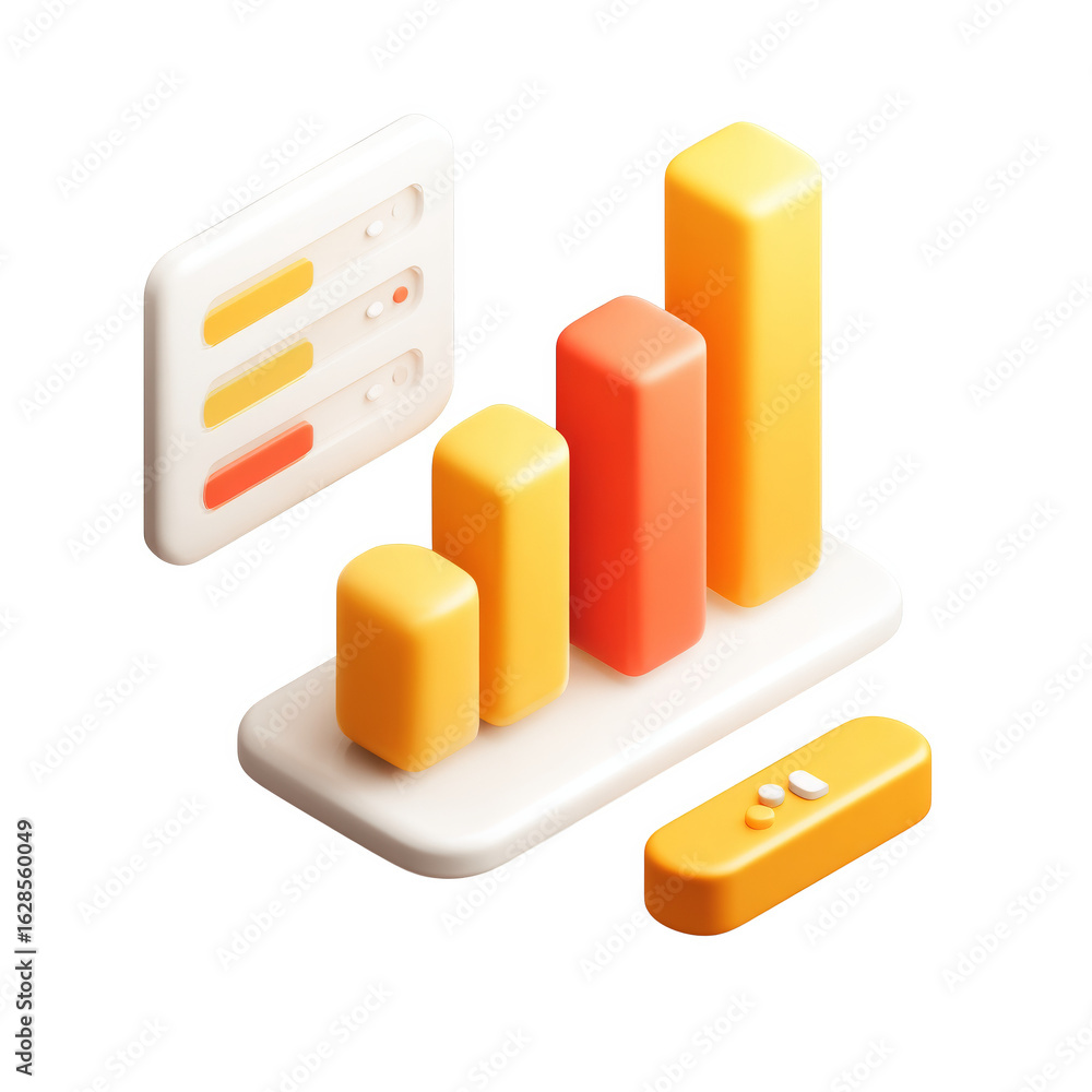 Aufkleber 3d bar chart infographic with vibrant colors and transparent background for data visualization and p