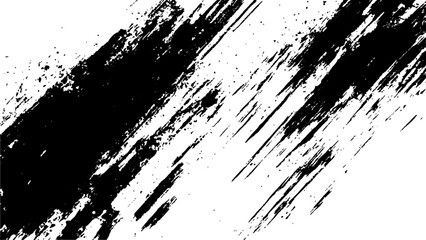 Abstract black brush strokes on white background design texture. Vector grunge brush strokes texture rough black scratches for wallpaper, paint splatter template, dirt banner, watercolor design.