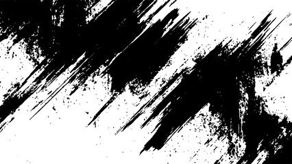 Abstract black brush strokes on white background design texture. Vector grunge brush strokes texture rough black scratches for wallpaper, paint splatter template, dirt banner, watercolor design.