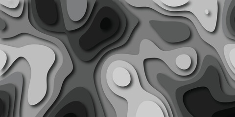 Abstract paper cutout design in shades of gray showing layered topographic style creating a unique and modern background