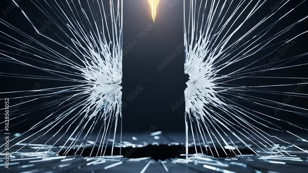 Poster abstract digital visualization with light trails and particle effects on dark blue background